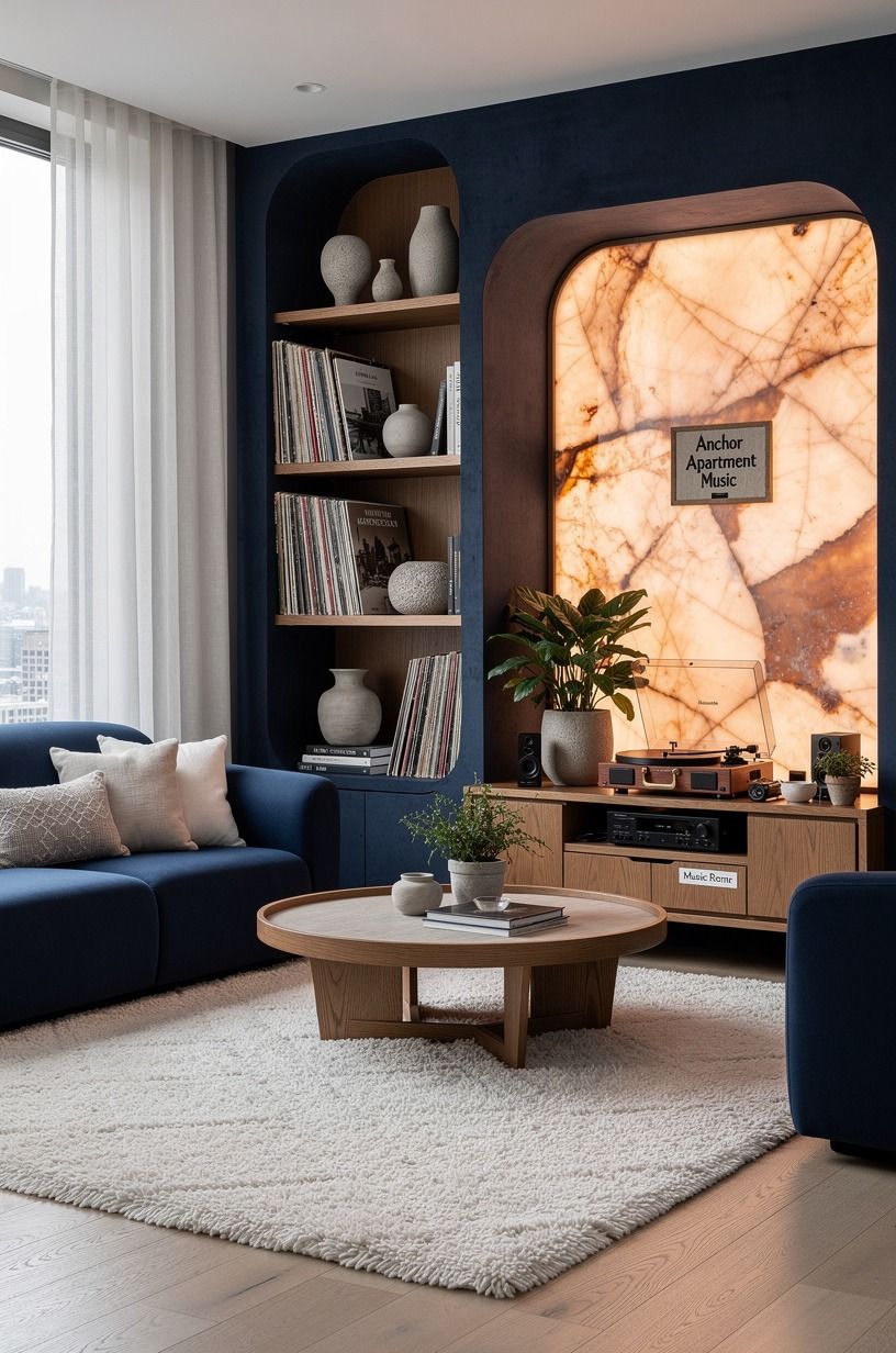 Anchor Apartment Music With a Wool Rug