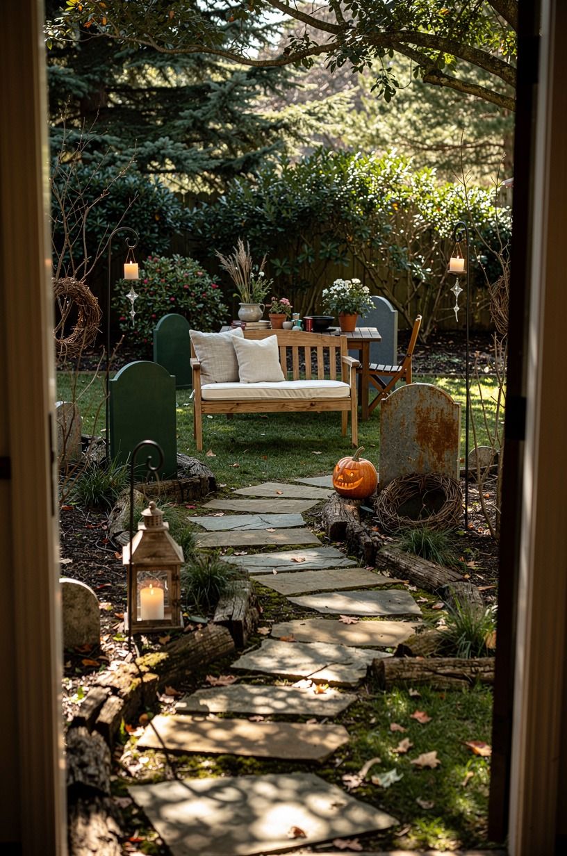 Build the Crooked Path Effect for a Cemetery Front Yard Halloween Scene