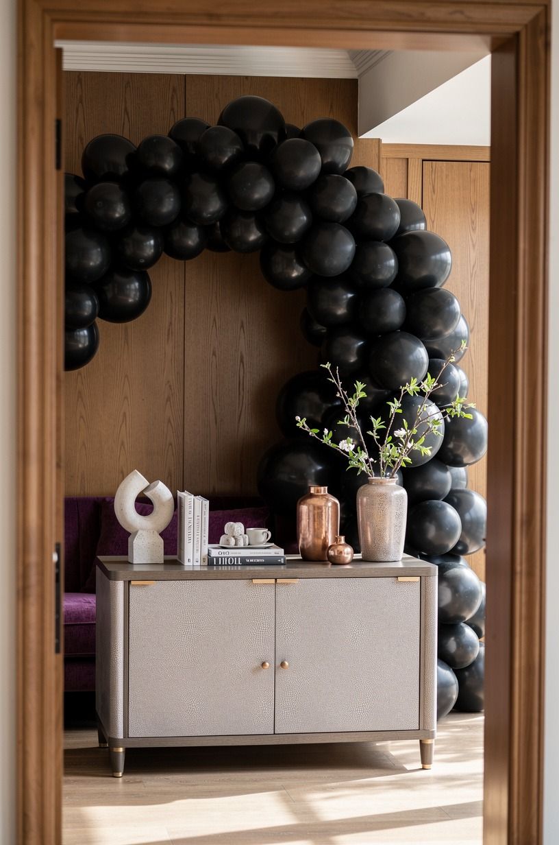Anchor Black Balloons With Warm Wood