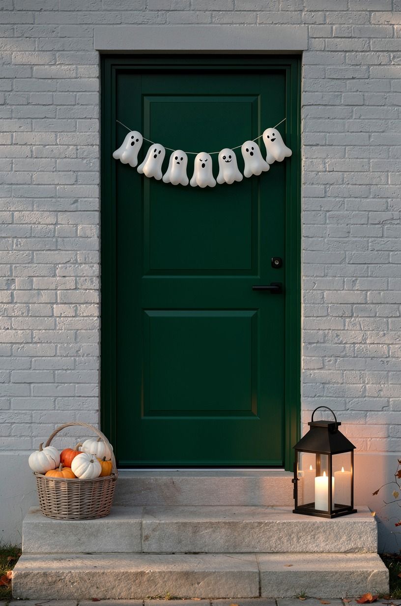 Make a ghost garland from white balloons (the no-sew version)