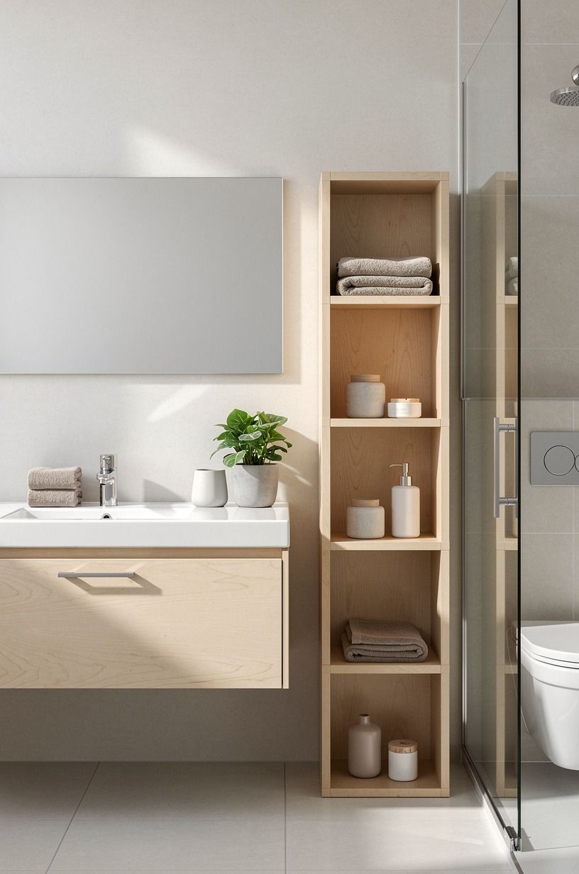 Add a green note with IKEA KALLAX birch-effect storage