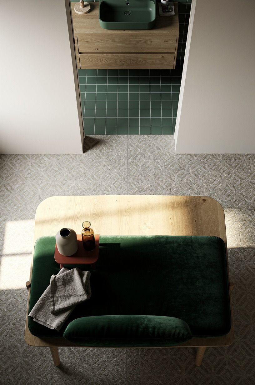Add a quiet pattern underfoot