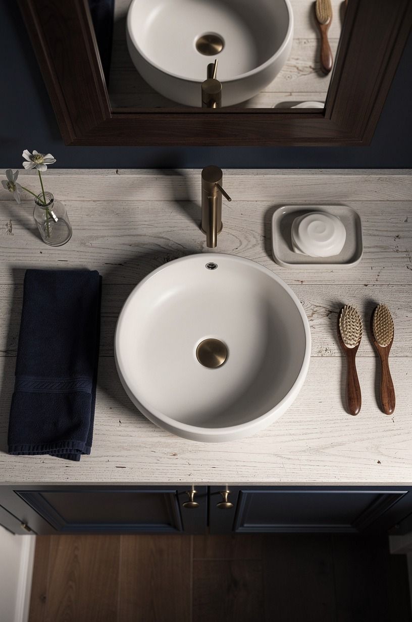 Add contrast with one sculptural basin