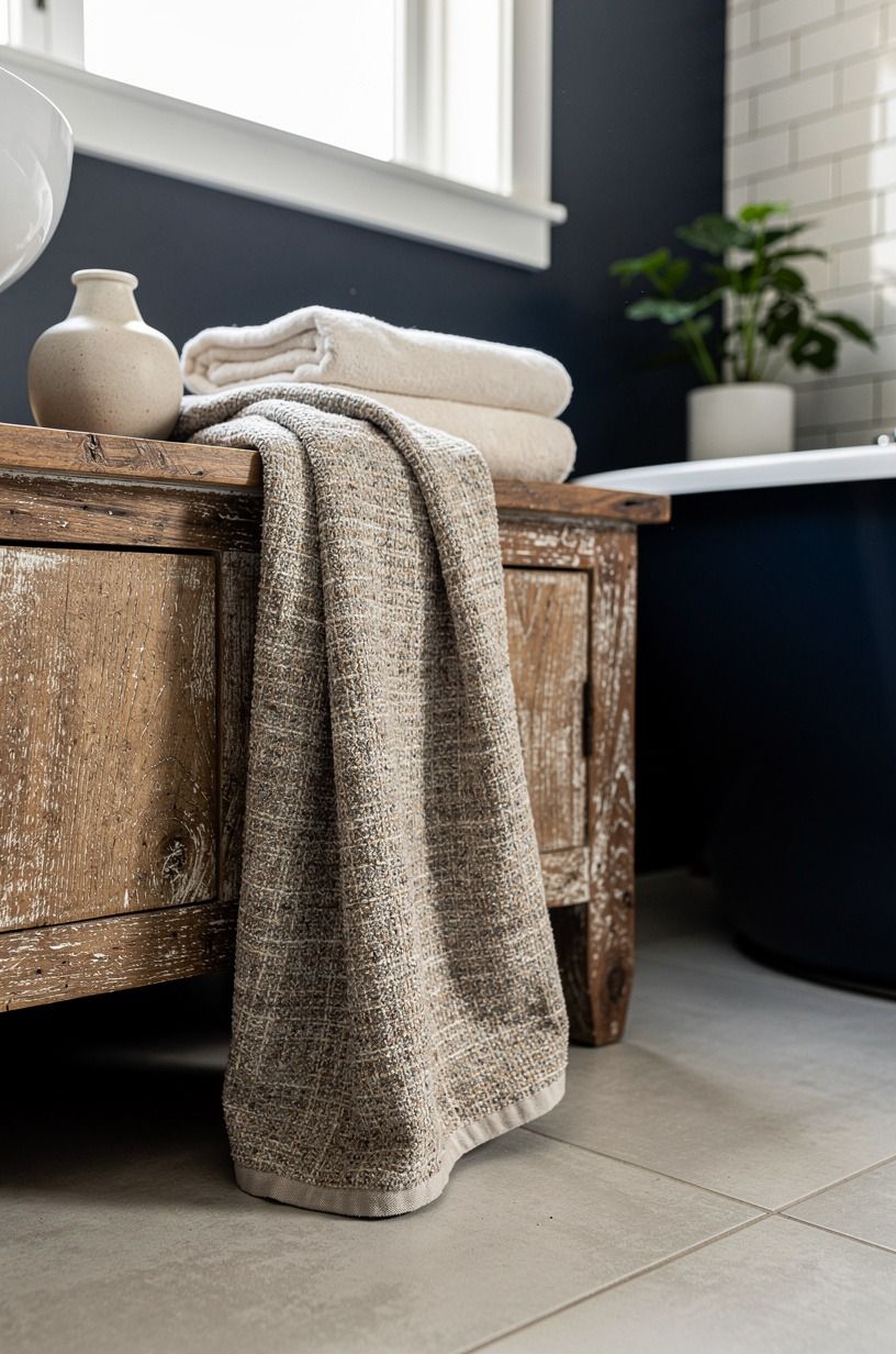 Add one oversized mineral-colored textile