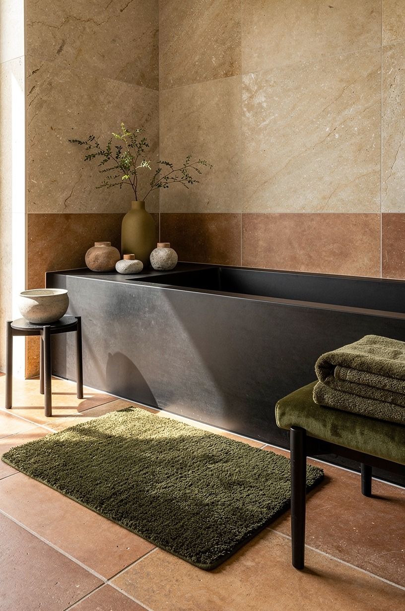 Anchor a black grey bathroom with one matte surface