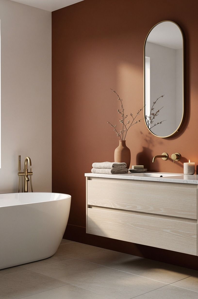 Anchor white and wood bathroom design with one real material
