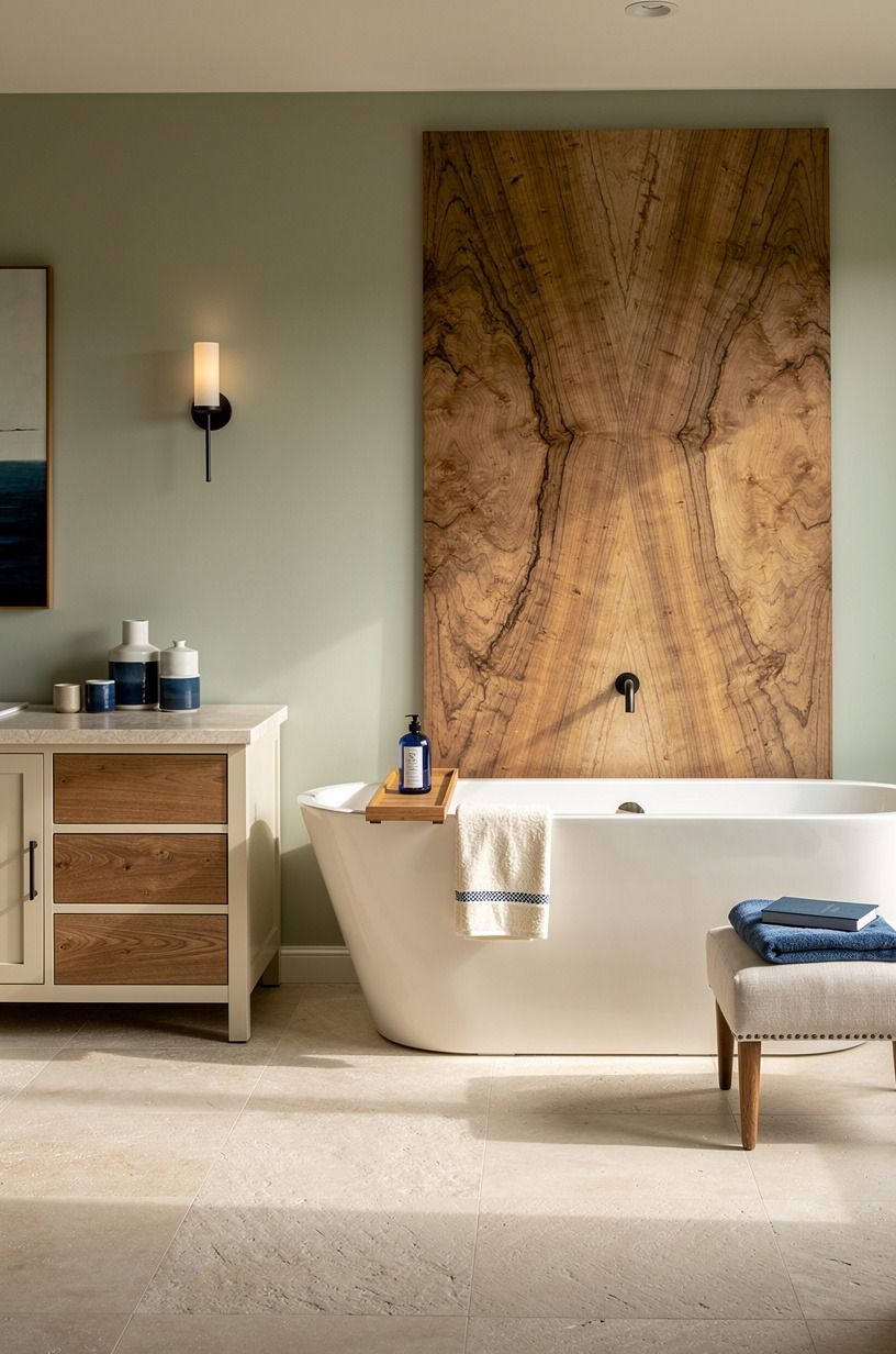 Build Blue Accent Bathroom Ideas Around a 60-Inch Tub