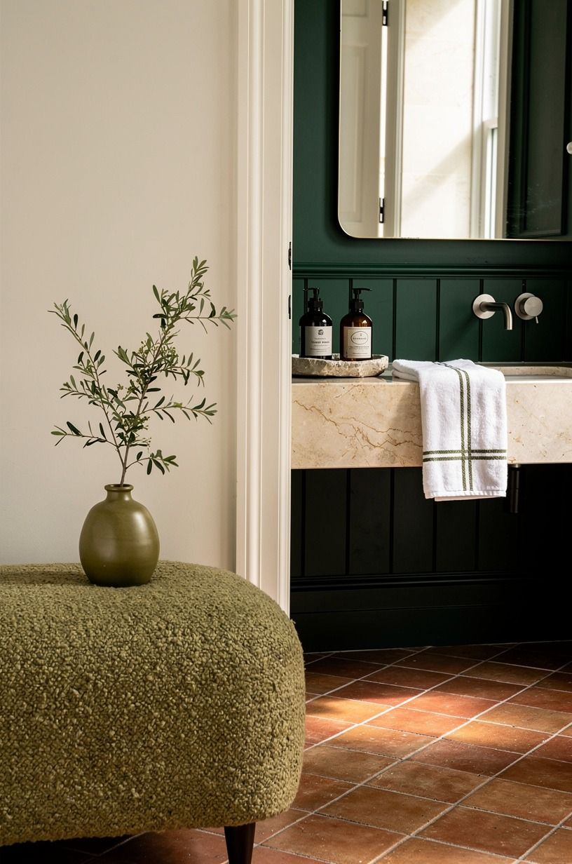 Can a Small Bathroom Handle a Dark Green Theme?
