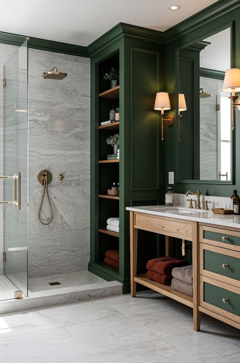 Choose light grey travertine for the shower zone