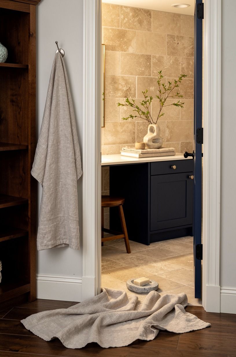 Choose limestone tones over cold gray grout