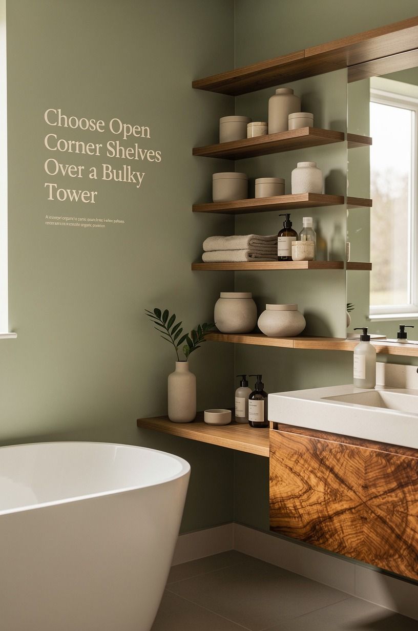 Choose Open Corner Shelves Over a Bulky Tower