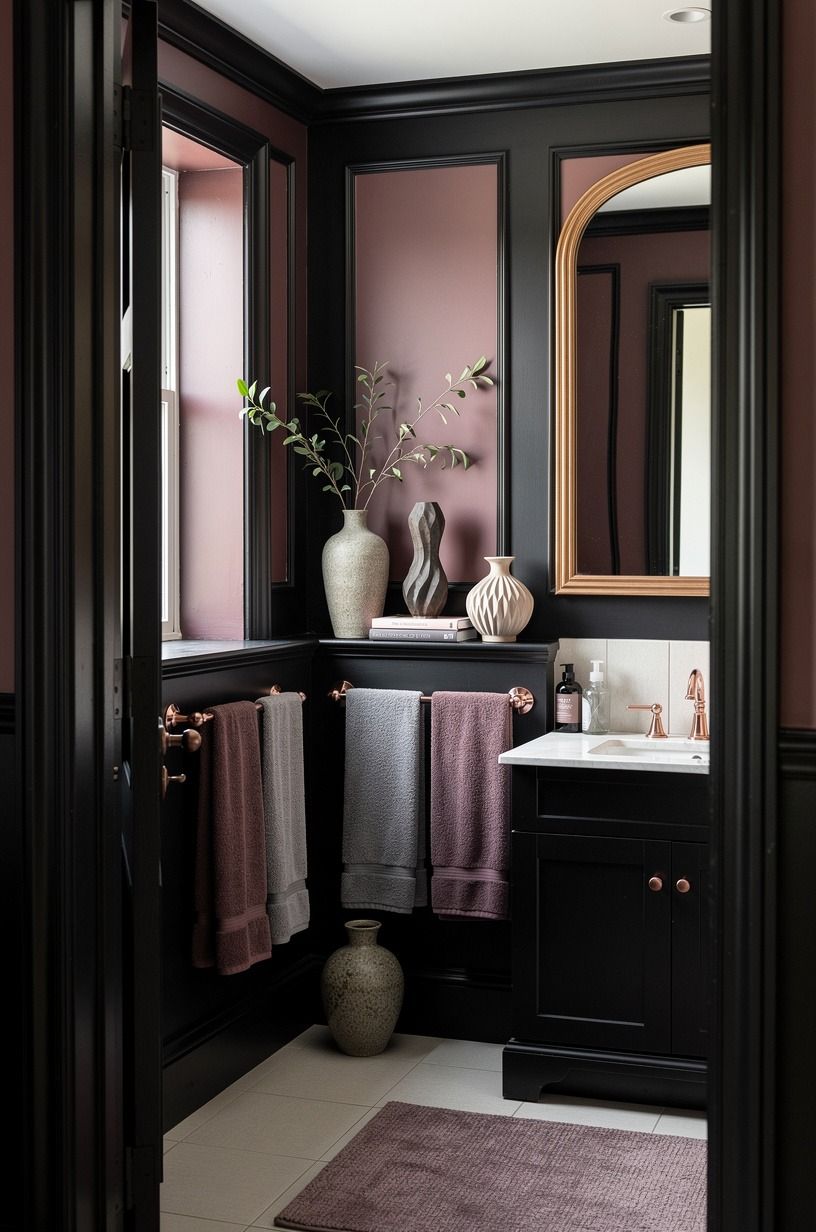 Choose Paint Before Tile for a Rental-Friendly Black and Earthy Bathroom