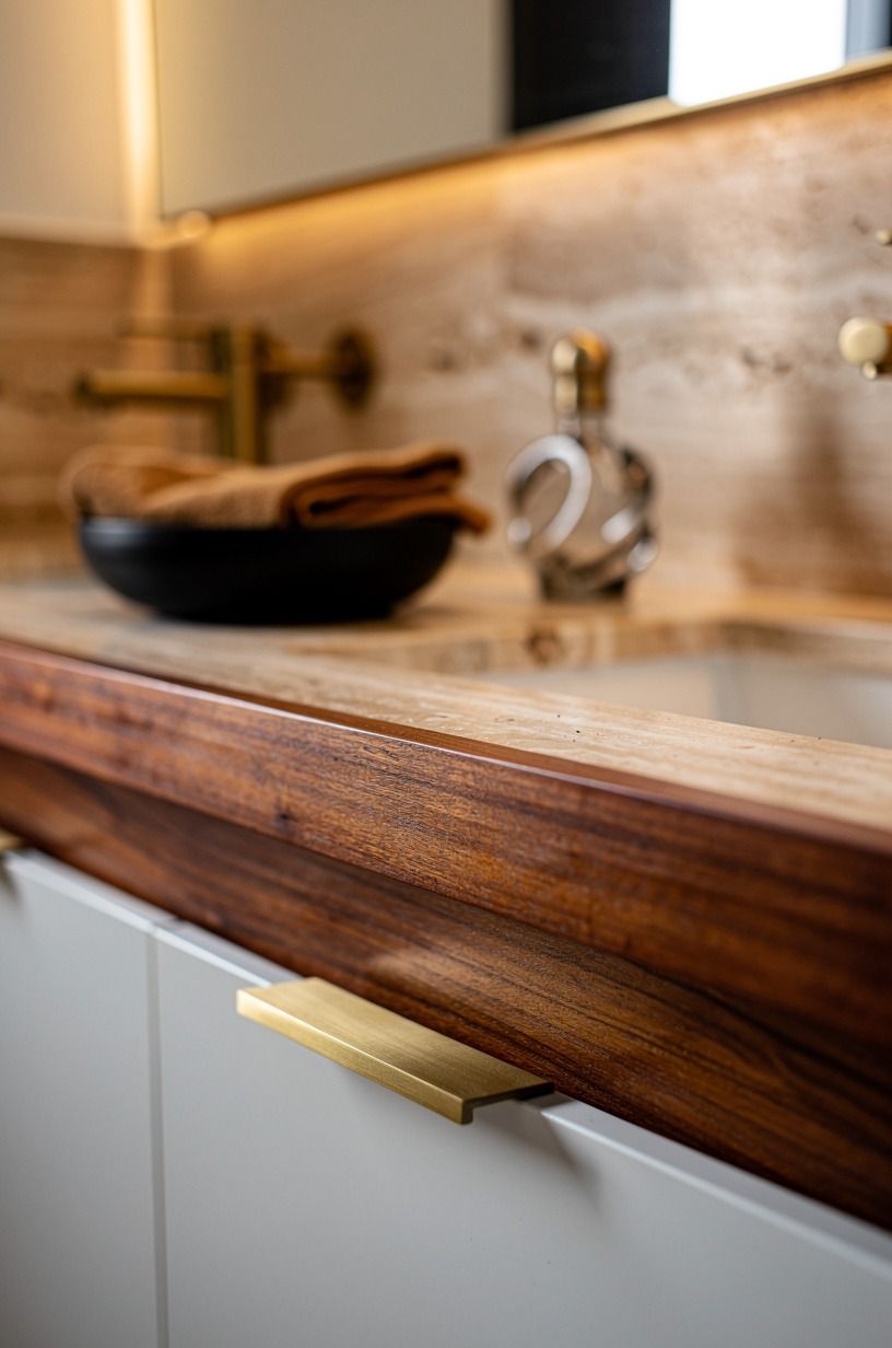 Choose wood over plastic at the vanity edge