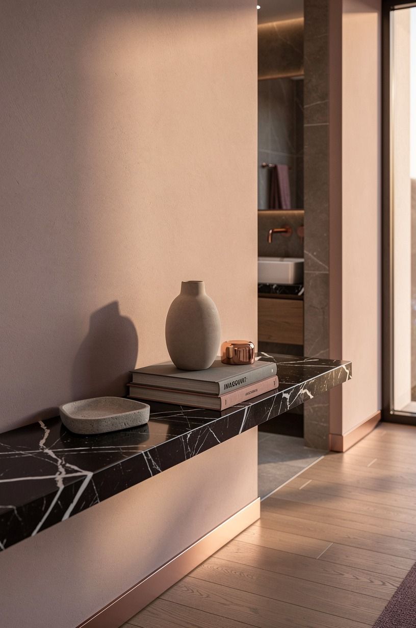 Float a Narrow Shelf Instead of Adding Furniture