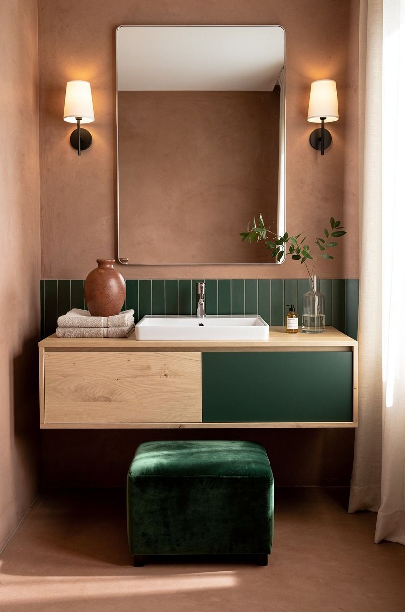 Float a Pale Oak Vanity Above the Clay