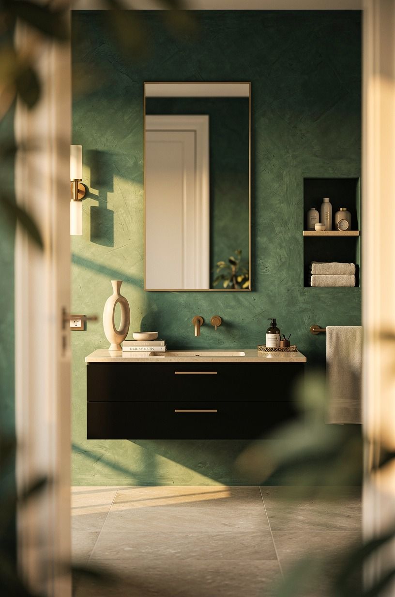 Float a Slim Vanity for Bathrooms With Black Vanity