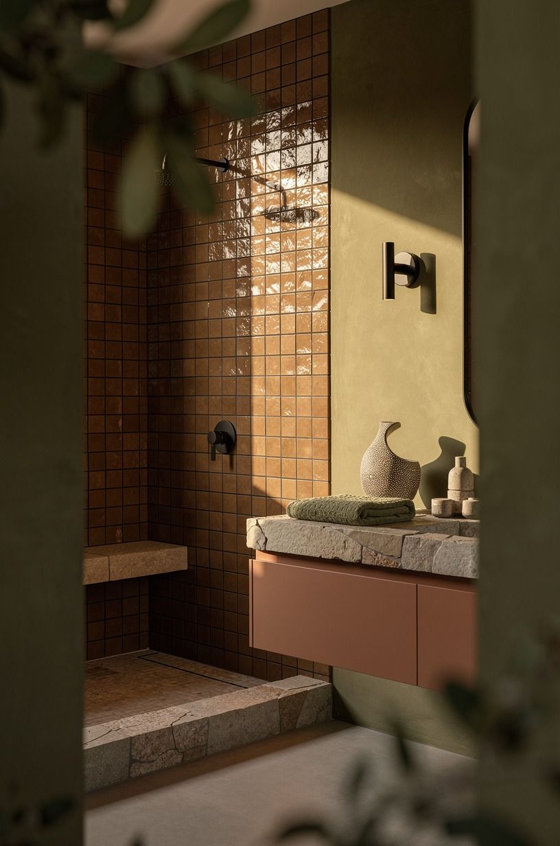 Frame the Shower with Brown Zellige and Black Grout