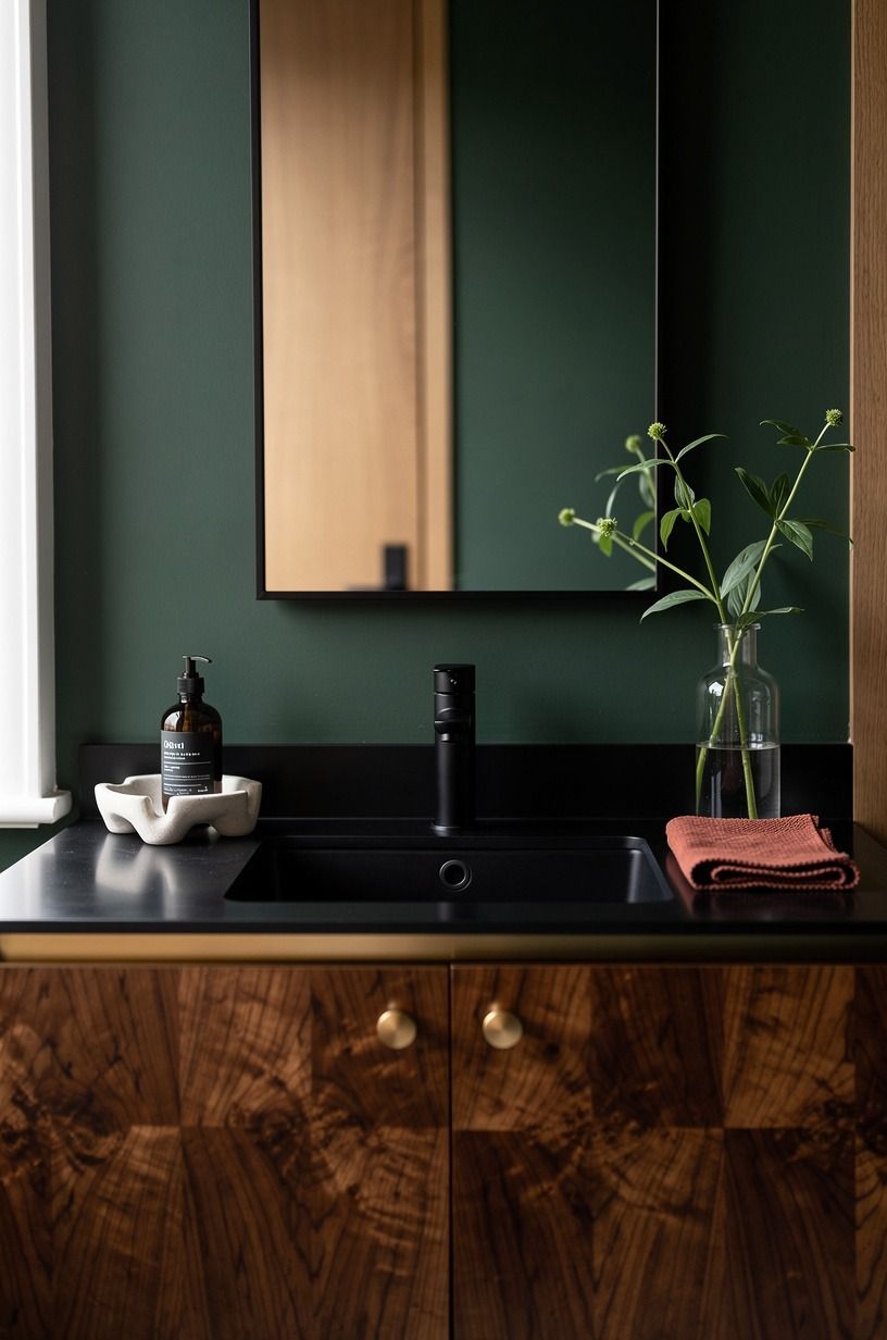 Frame the Sink With a Quiet Black and Gold Moment