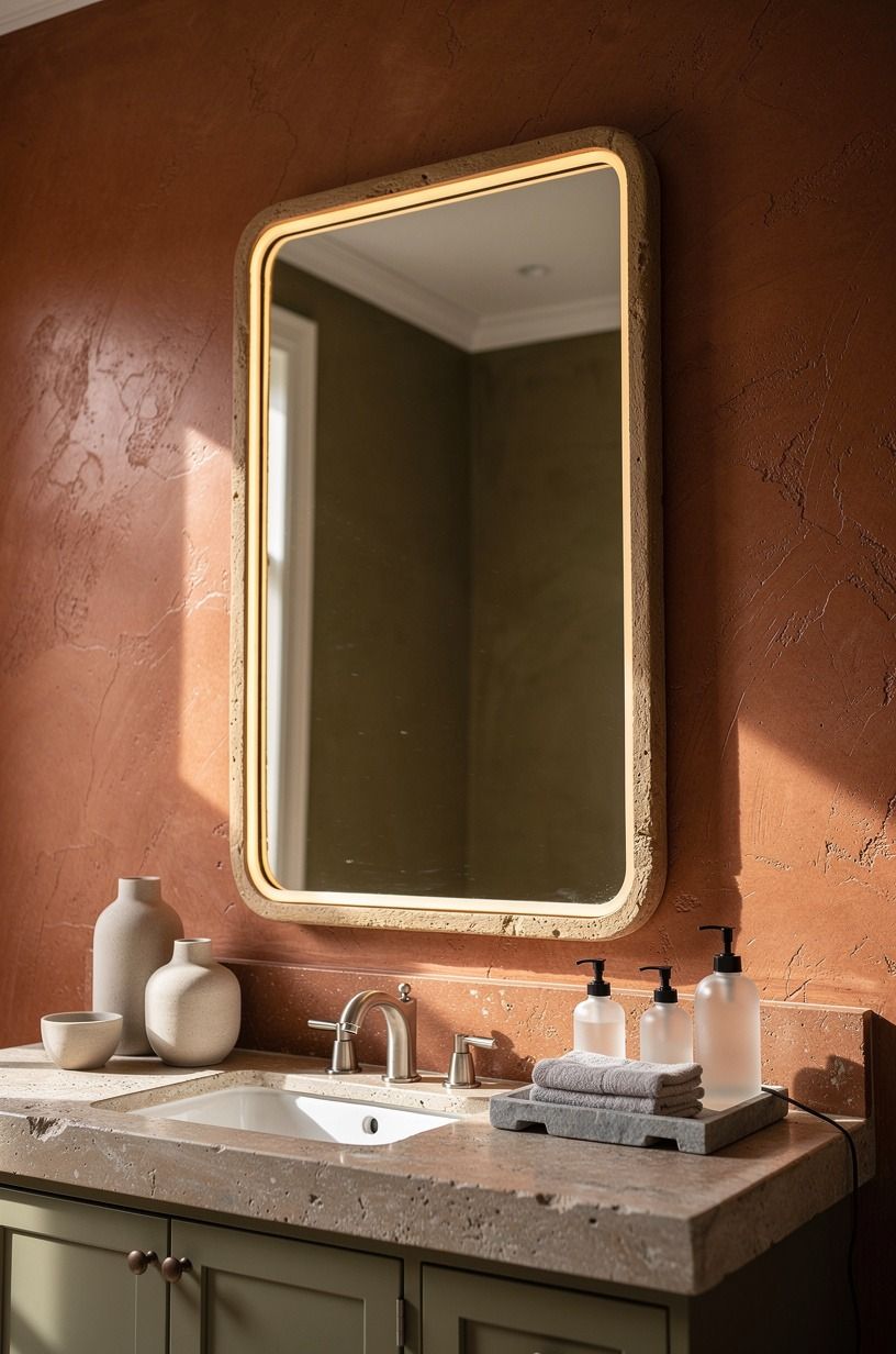 Hang a mirror with warm edges