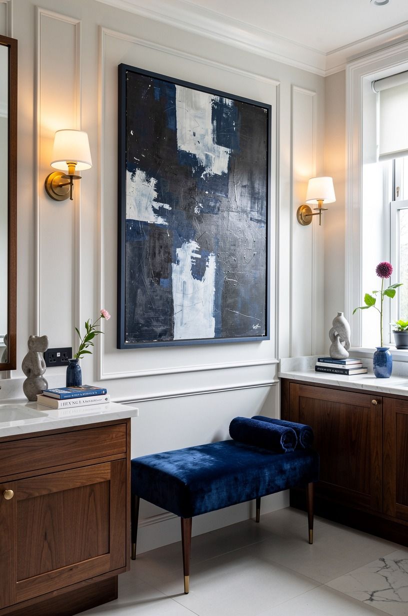 Hang one oversized art piece instead of a gallery wall