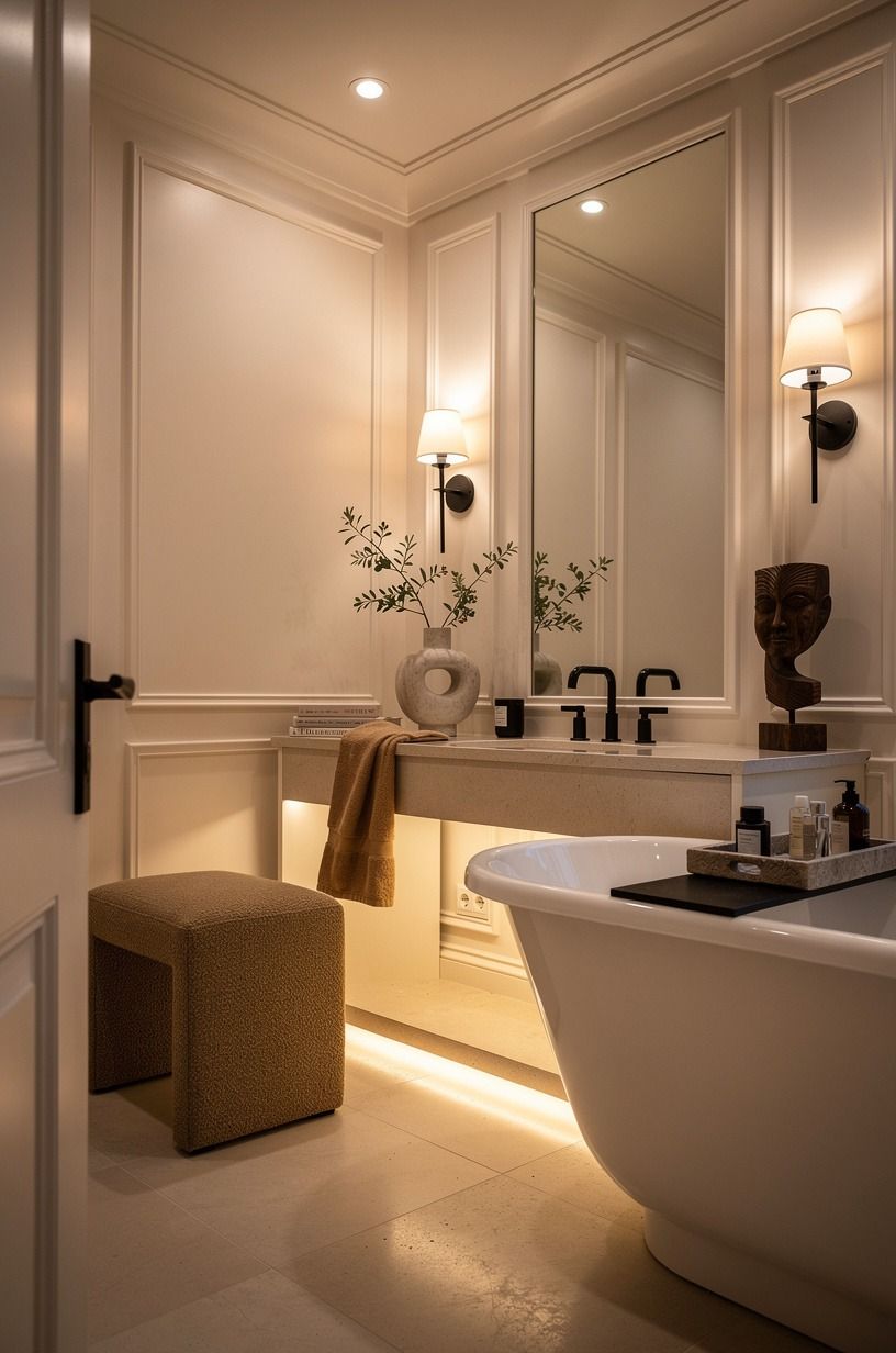 Layer warm lighting instead of using one ceiling fixture