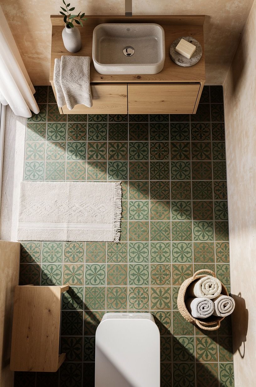 Let the Floor Lead the Mediterranean Bathroom Tiles