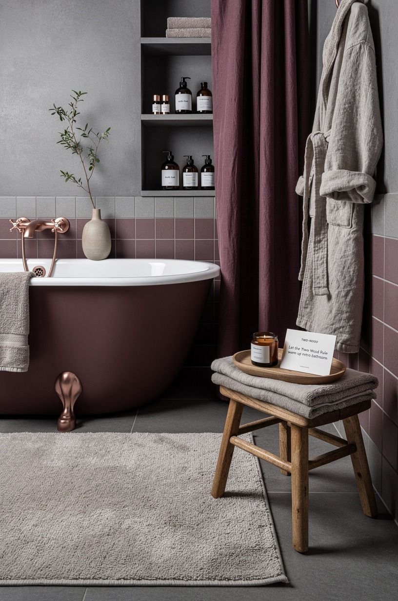 Let the Two-Wood Rule warm up retro bathrooms