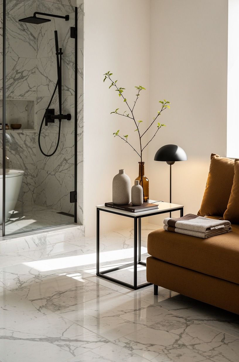 Mix a wet-room layout with dry, soft layers