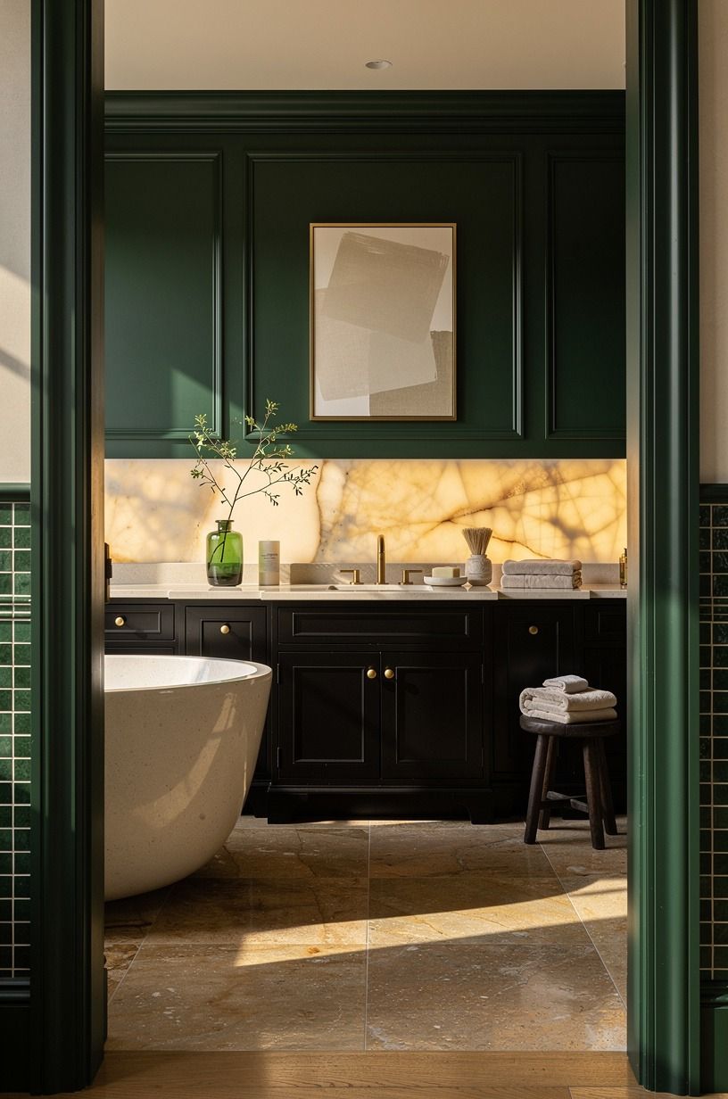Paint a Black Base for an Earthy Bathroom