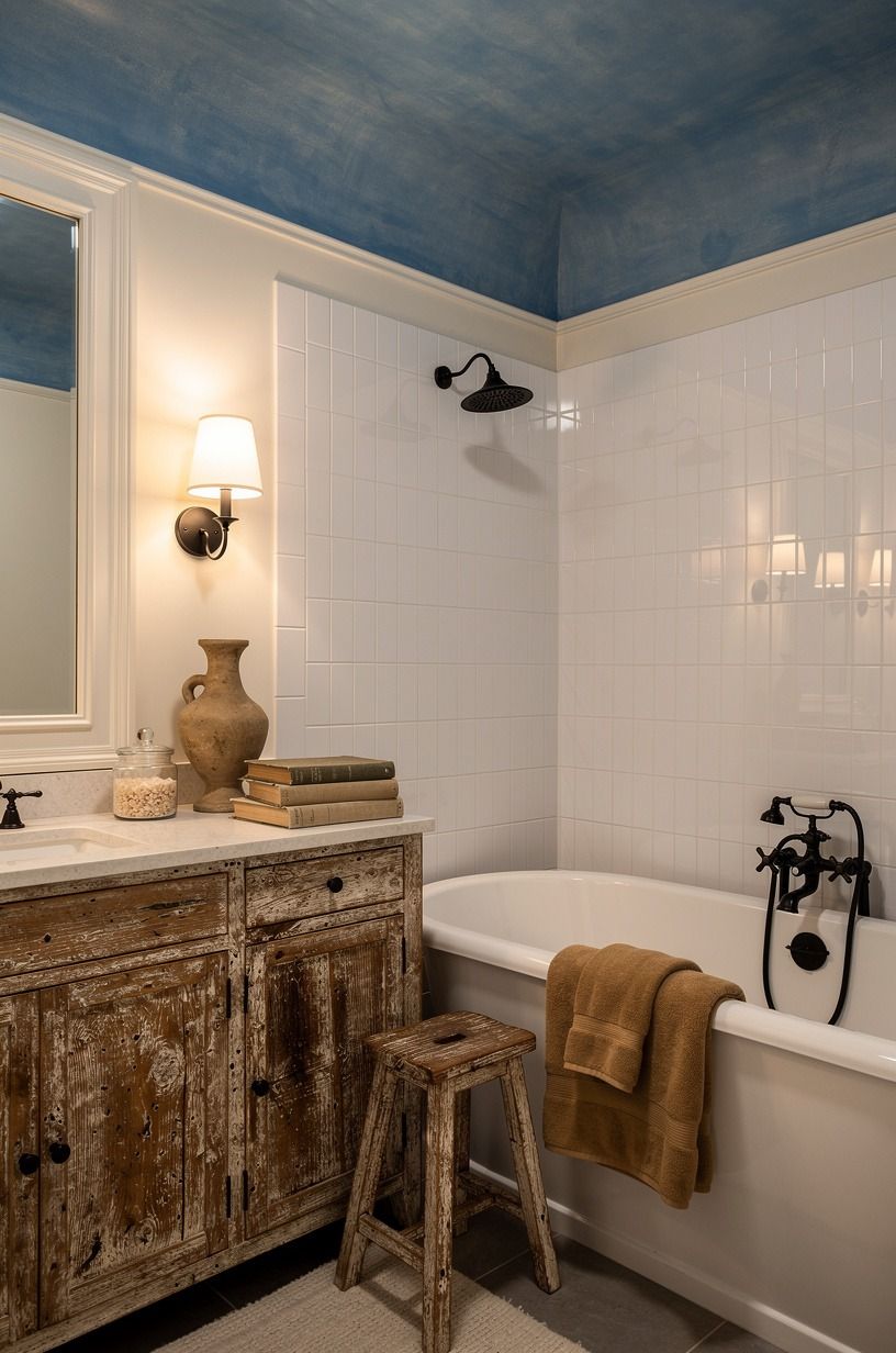 Paint the Ceiling a Soft Mediterranean Blue