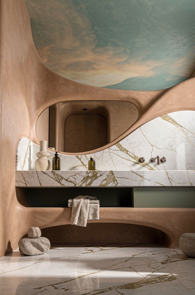 Paint the ceiling with a soft tropical shower design color