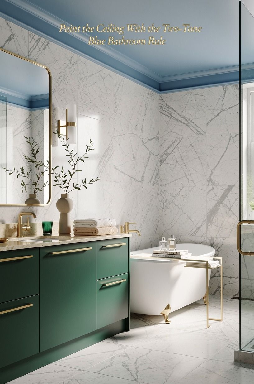 Paint the Ceiling With the Two-Tone Blue Bathroom Rule
