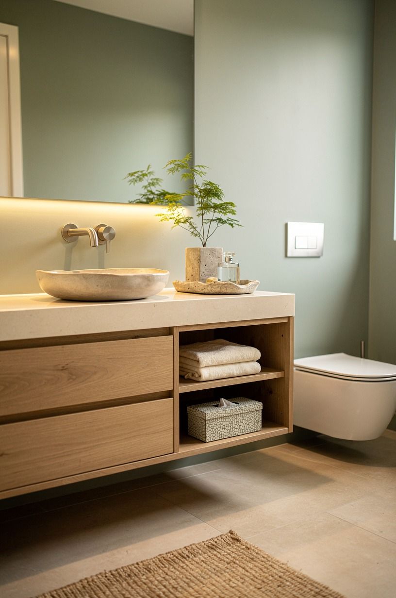 Paint the wall with Sherwin-Williams Sea Salt