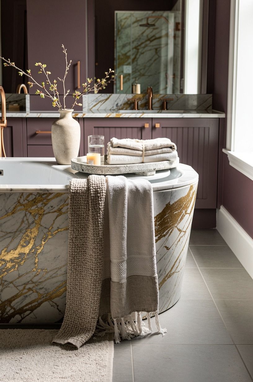 Soften the tub edge with natural textiles