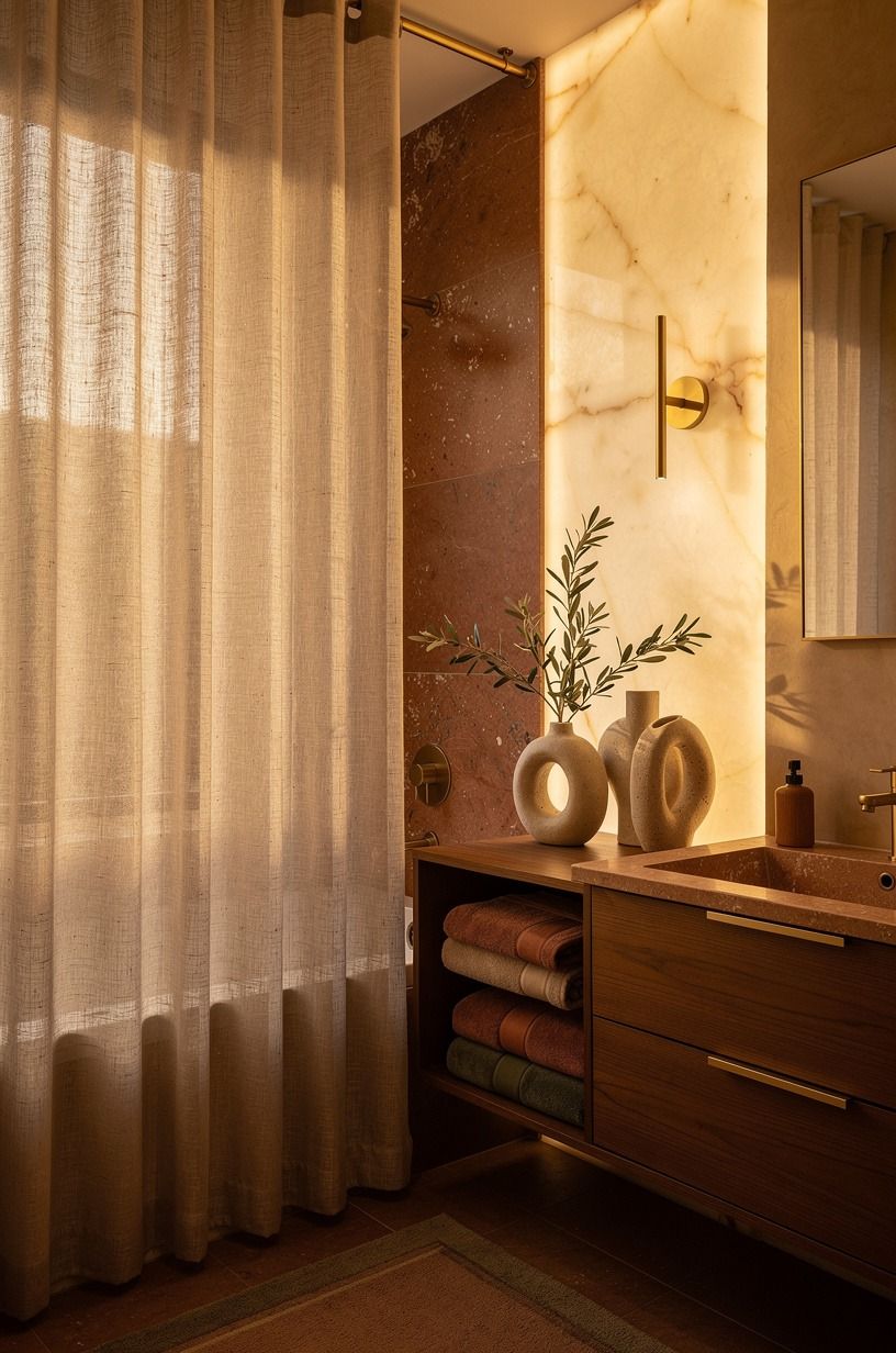 Use The Curtain-to-Ceiling Move in a small bathroom remodel