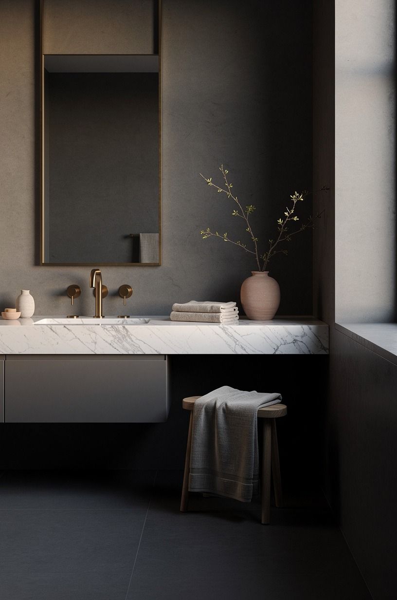 Use The Three-Grey Rule for a dark grey bathroom