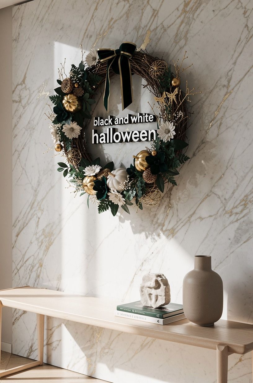 Skip orange for a modern Halloween wreath