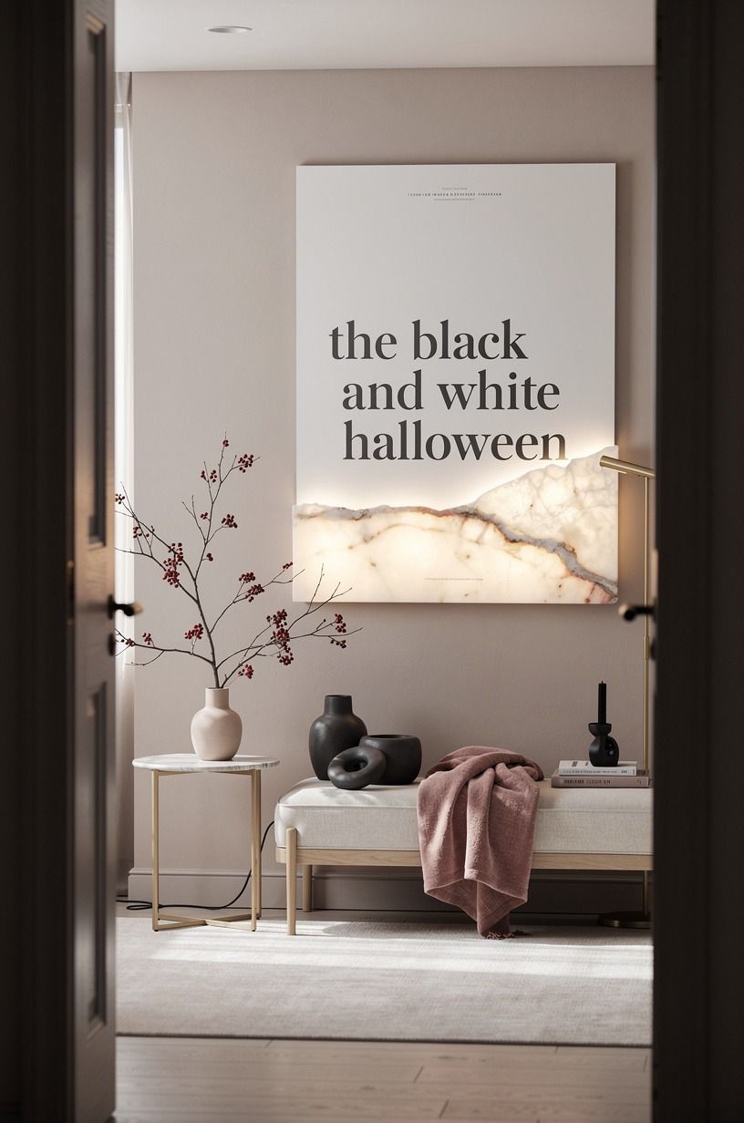 What makes neutral Halloween decor feel warm?