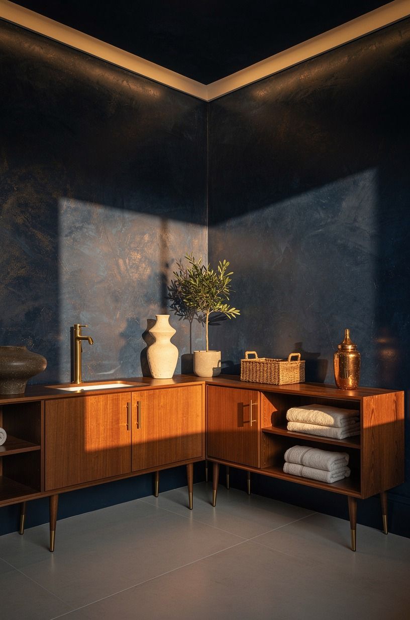 Paint the ceiling and trim with a warm counterpoint