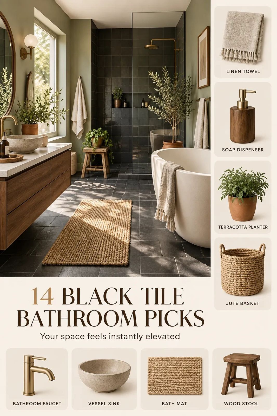 How to Design a Black Tile Bathroom, From Subtle Matte to High Drama - 14 Ideas