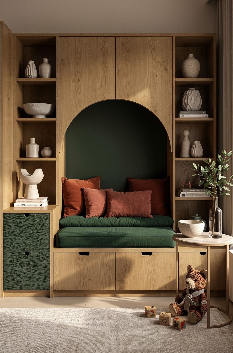 Mix a quiet nook with an active crawl-space playroom