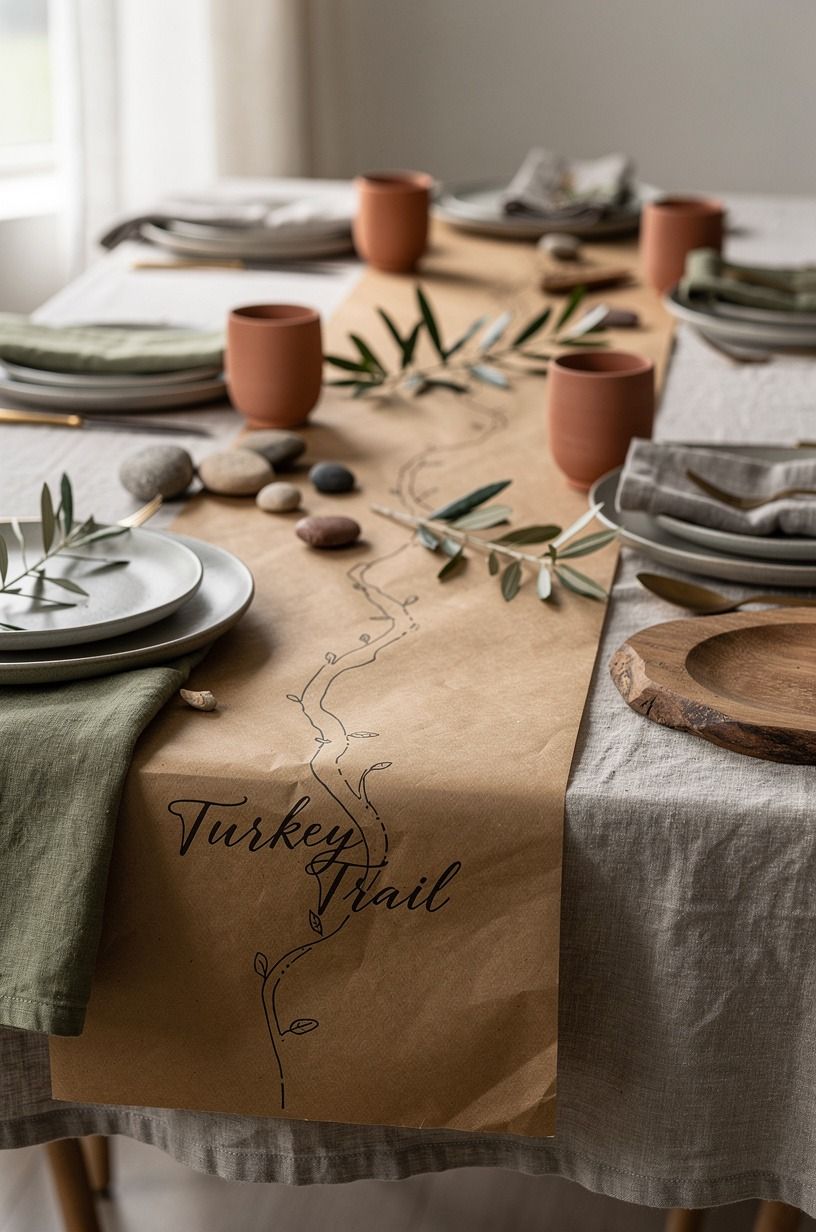 Layer a Turkey Trail Along the Thanksgiving Brown Paper Table