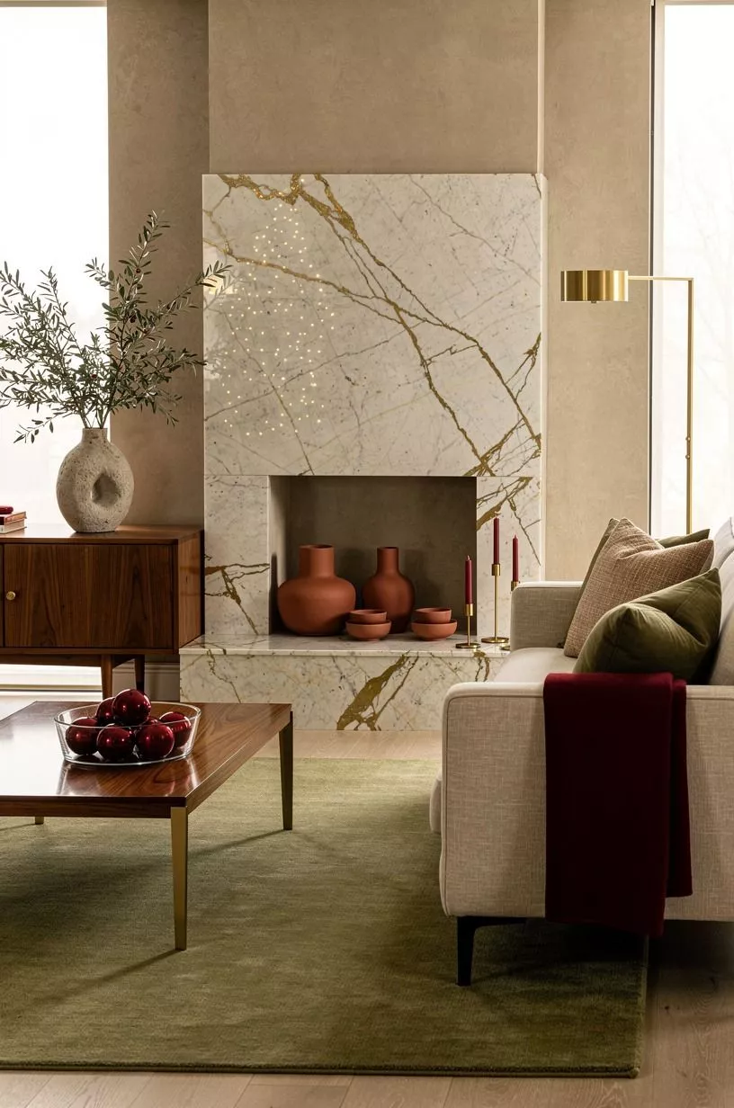 Paint a Warm Neutral and Add Berry Red