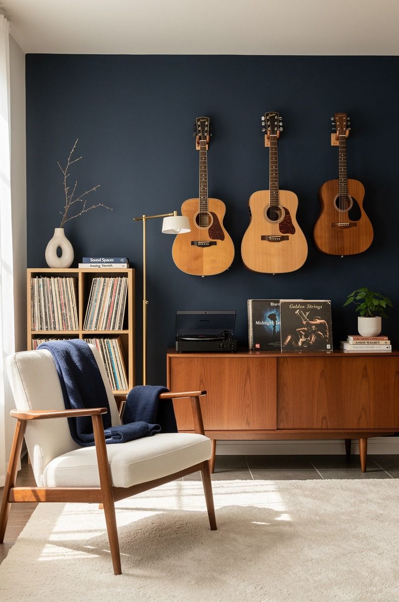 Build the Two-Wood Rule for a Cozy Music Room With Guitars and Records