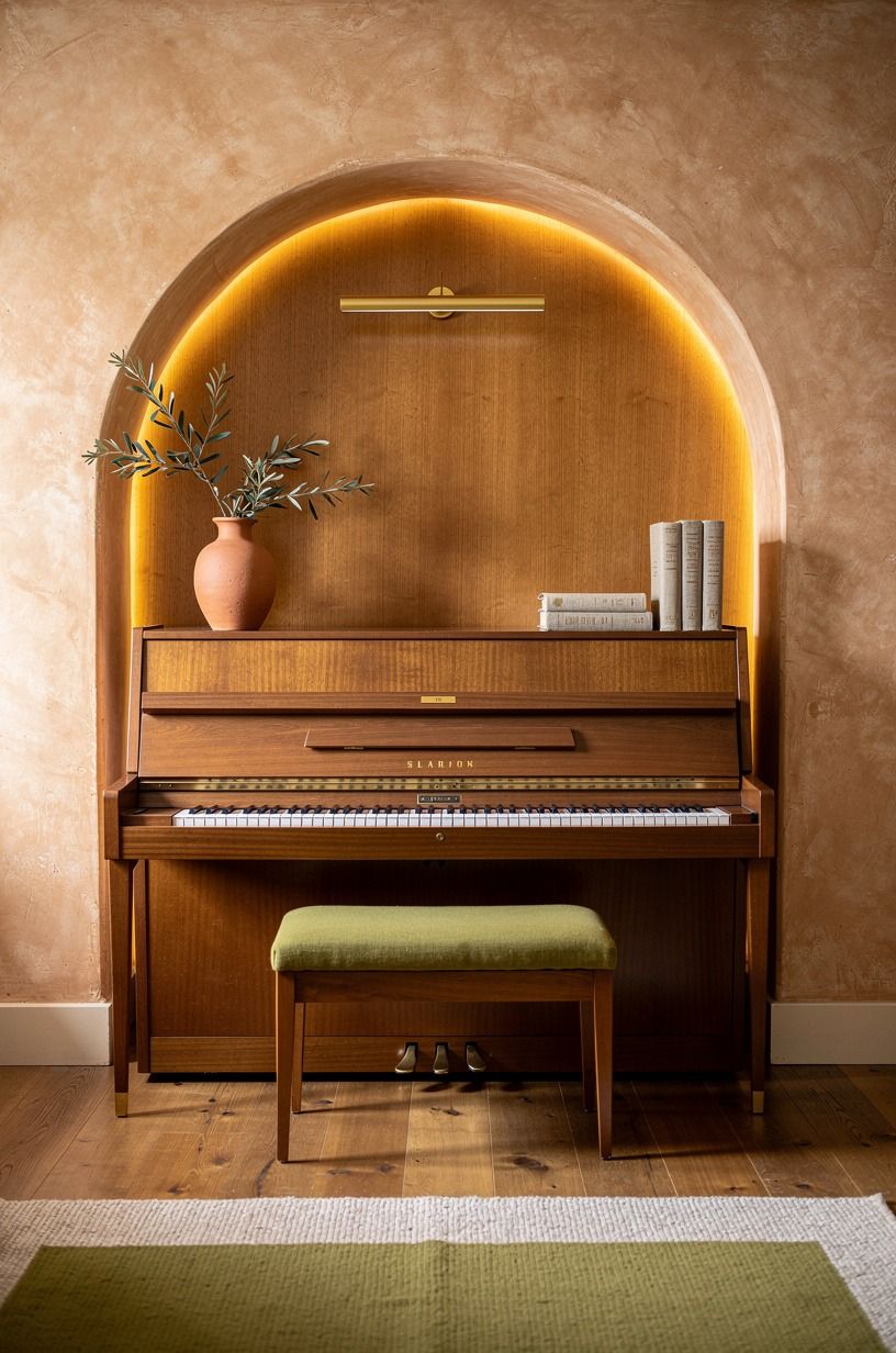 Frame the Piano With the Warm Wood Halo