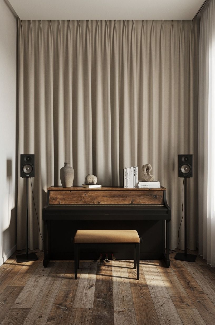 Hang Curtains High for a Softer Acoustic Edge