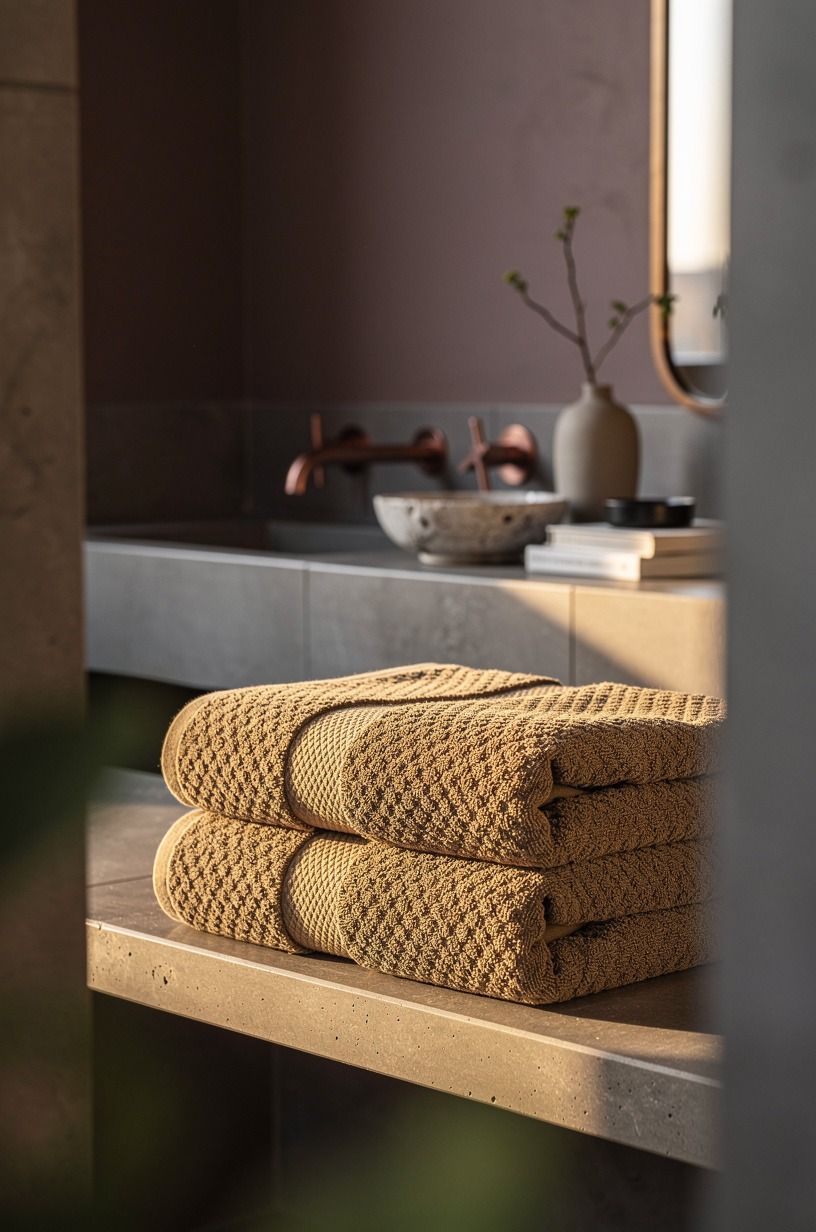 Choose earthy towels in 600gsm Turkish cotton