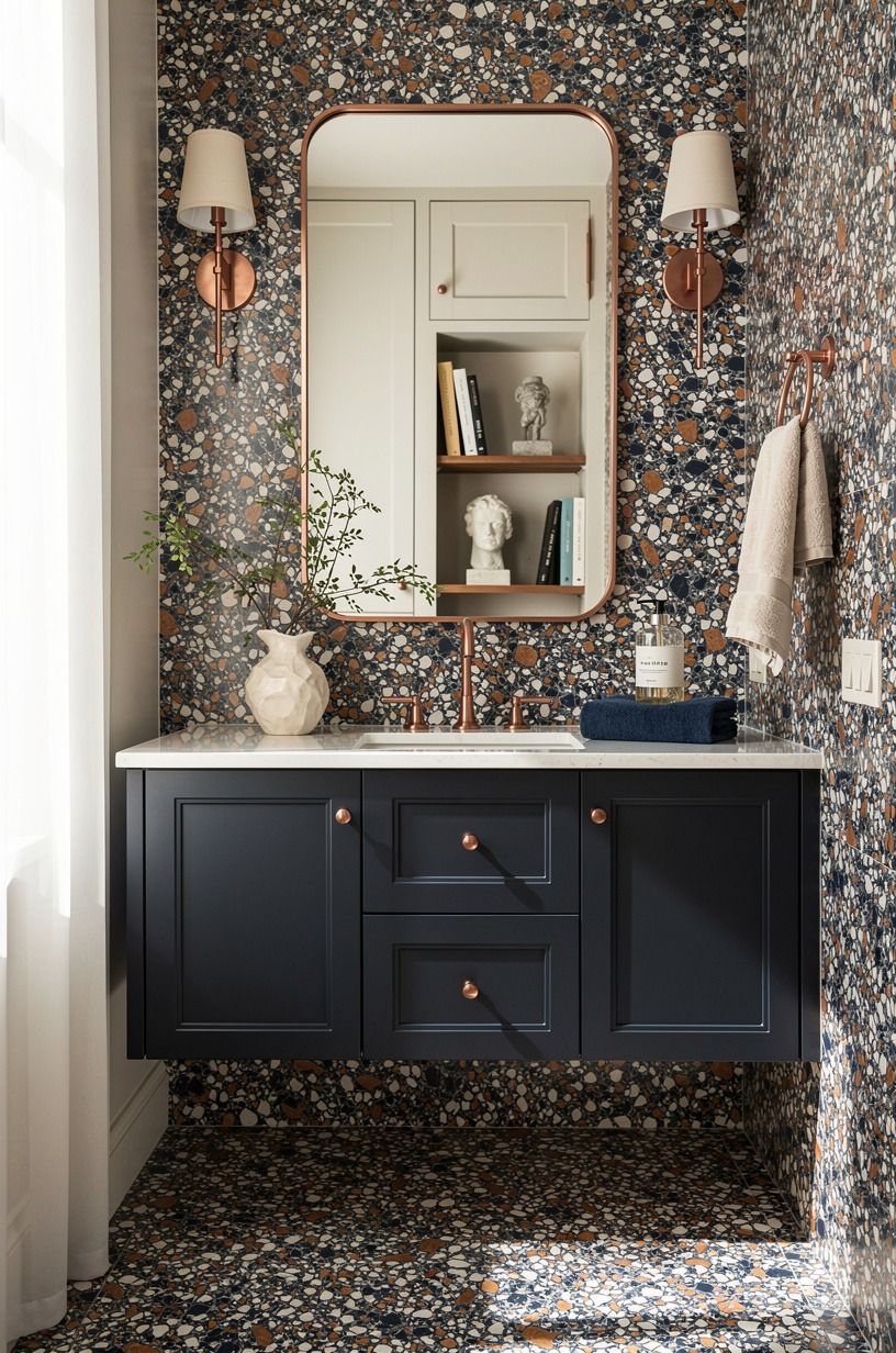 Float the vanity at 32 to 36 inches