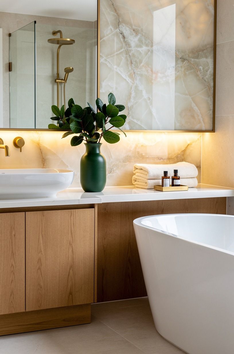 Oak warmth versus glossy white