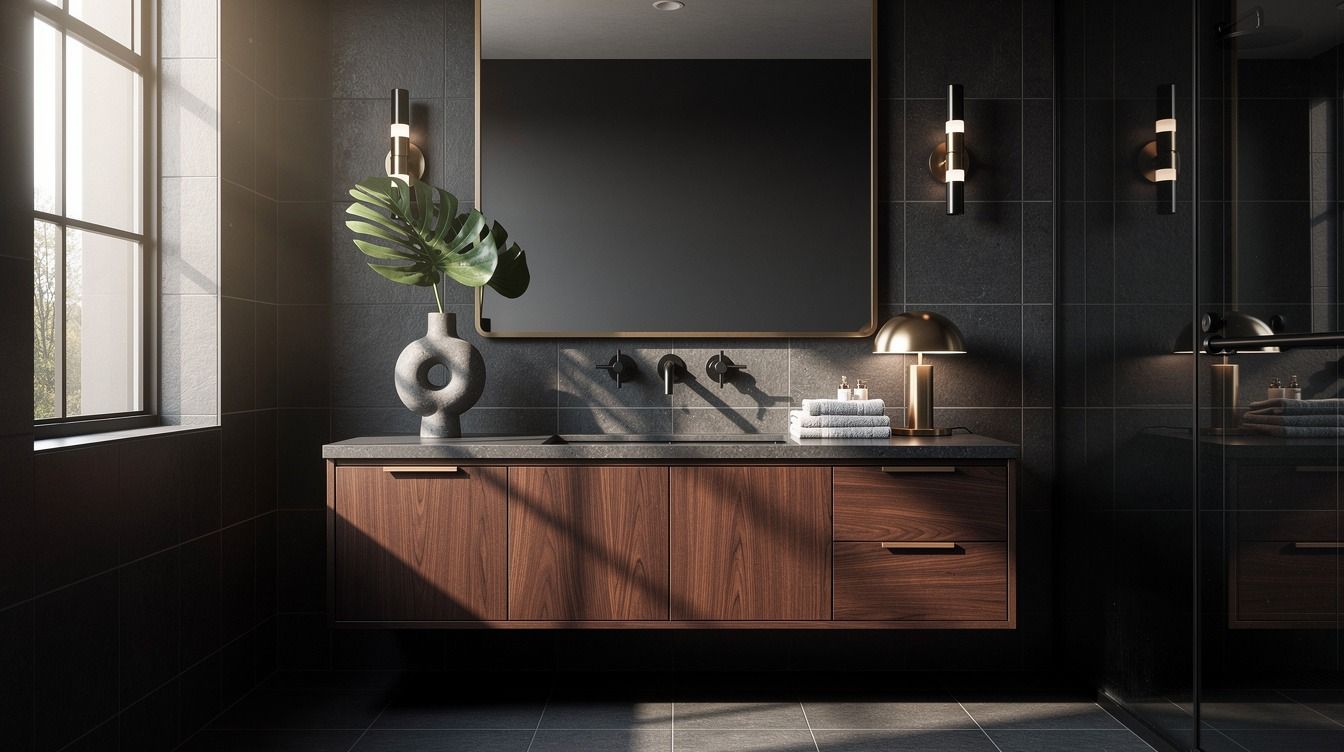 How to Create a Dark & Moody Mid-Century Modern Bathroom That Feels Luxe - 16 Ideas